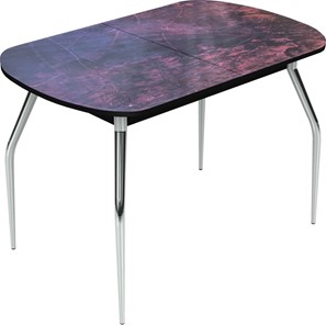 Кухонный раздвижной стол Ривьера исп.2 хром №5 (Exclusive h155/черный) в Ирбите