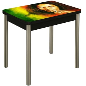 Раздвижной стол Бари хром №6 (Exclusive h101/черный) в Ревде