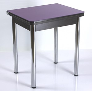 Кухонный пристенный стол СПА-02 СТ2, венге ЛДСП/стекло фиолетовый/39 прямые трубки хром в Екатеринбурге