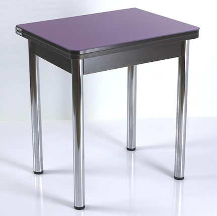 Кухонный пристенный стол СПА-02 СТ2, венге ЛДСП/стекло фиолетовый/39 прямые трубки хром в Екатеринбурге - изображение