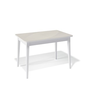 Кухонный раздвижной стол Kenner 1100M (Белый/Стекло крем сатин) в Кушве
