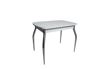 Кухонный раскладной стол ПГ-01СТ белое/белое/хром фигурные в Ревде