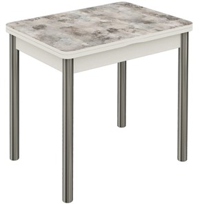 Кухонный раскладной стол Бари хром №6 (Exclusive h102/белый) в Кушве