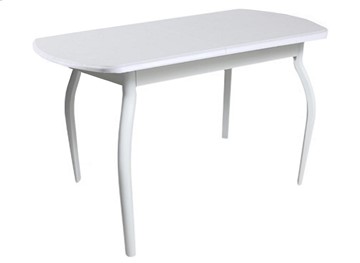 Кухонный обеденный стол ПГ-05 ЛДСП, белый ЛДСП/32 гнутые крашеные металл белый в Кушве