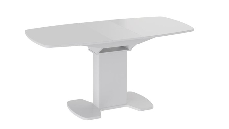 Кухонный раскладной стол Портофино (СМ(ТД)-105.02.11(1)), цвет Белый глянец/Стекло белое в Красноуфимске - изображение 1