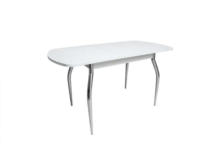 Кухонный стол раскладной ПГ-01СТ белое/белое/крашенные фигурные в Кушве - изображение 1