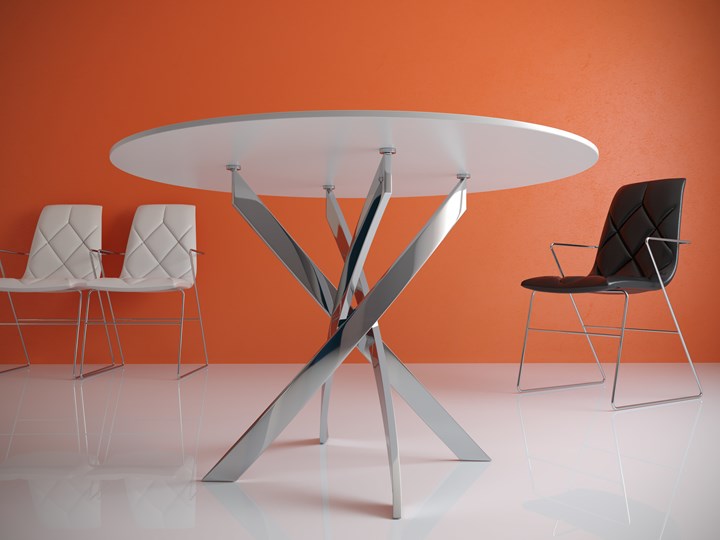 Кухонный обеденный стол Kenner R1000 (Хром/Стекло белое глянец) в Краснотурьинске - изображение 1