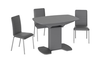 Кухонный стол раздвижной Портофино (СМ(ТД)-105.01.11(1)), цвет Серое/Стекло серое матовое LUX в Ирбите - предосмотр 2