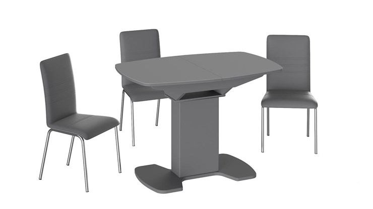 Кухонный стол раздвижной Портофино (СМ(ТД)-105.01.11(1)), цвет Серое/Стекло серое матовое LUX в Тавде - изображение 2