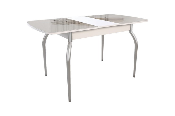 Кухонный раздвижной стол Танго, белый/геометрия в Кушве - изображение 1