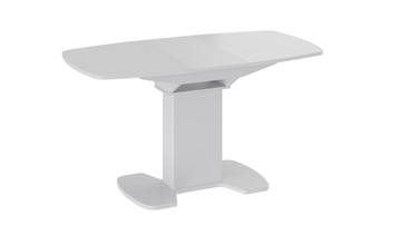 Кухонный стол раскладной Портофино (СМ(ТД)-105.01.11(1)), цвет  Белый глянец/Стекло белое в Ирбите - предосмотр 2