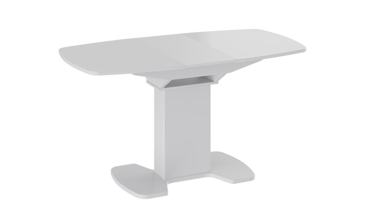 Кухонный стол раскладной Портофино (СМ(ТД)-105.01.11(1)), цвет  Белый глянец/Стекло белое в Ирбите - изображение 2