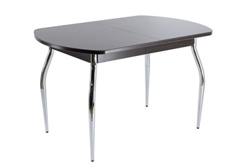 Стеклянный стол ПГ-07 СТ1 венге/черное стекло/хром фигурные в Качканаре
