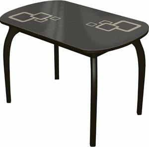 Раздвижной стол Ривьера мини дерево №1, Рисунок квадро (стекло коричневое/молочный/венге) в Ревде