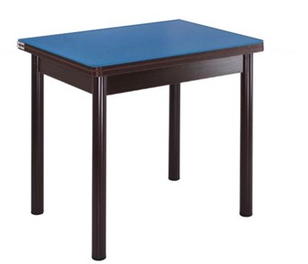 Кухонный пристенный стол СПА-02 СТ2, венге ЛДСП/стекло синие/38 прямые трубки крашеные коричневый в Ревде