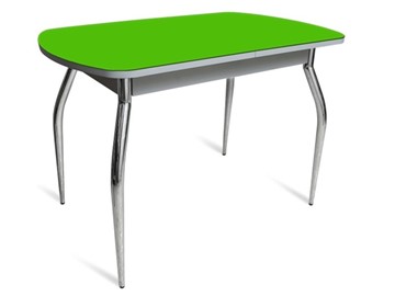 Стол кухонный ПГ-04 СТ белое/зеленое стекло/хром фигурные в Ирбите