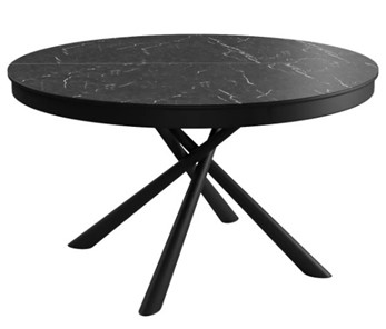 Стол обеденный раскладной DikLine KR120 мрамор черный Калаката/опоры черные в Кушве