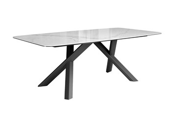 Керамический обеденный стол DikLine KS220 керамика Cloud (белый глянец C11)/опоры черные в Екатеринбурге