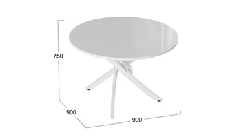 Кухонный обеденный стол Diamond тип 2 (Белый муар/Белый глянец) в Асбесте - предосмотр 1