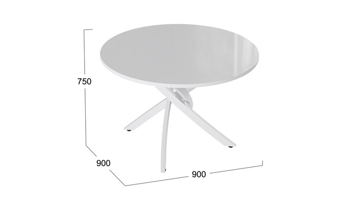 Кухонный обеденный стол Diamond тип 2 (Белый муар/Белый глянец) в Тавде - изображение 1