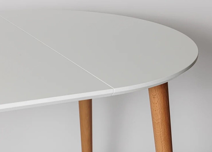 Обеденный круглый раздвижной стол Белая Эмаль д. 90 см МДФ ножки светлый орех в Артемовском - изображение 15