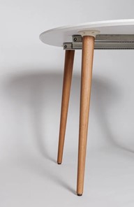 Обеденный круглый раздвижной стол Белая Эмаль д. 90 см МДФ ножки светлый орех в Кушве - предосмотр 20
