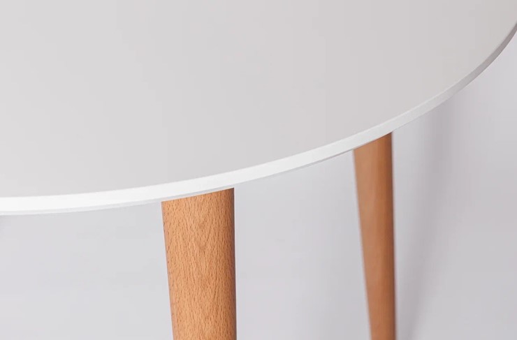Обеденный круглый раздвижной стол Белая Эмаль д. 90 см МДФ ножки светлый орех в Каменске-Уральском - изображение 21