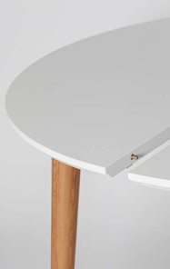 Обеденный круглый раздвижной стол Белая Эмаль д. 100 см МДФ ножки светлый орех в Кушве - предосмотр 5
