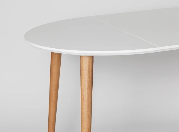 Обеденный круглый раздвижной стол Белая Эмаль д. 100 см МДФ ножки светлый орех в Кушве - изображение 10