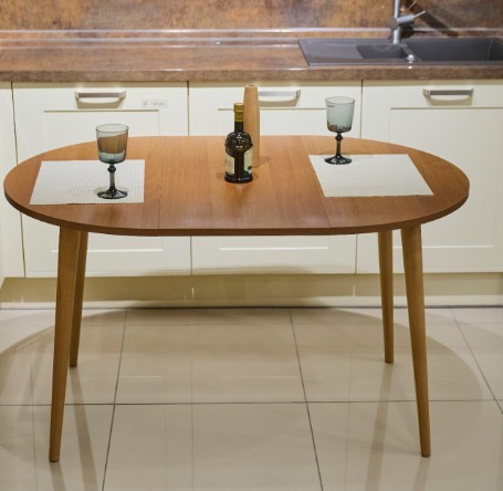 Кухонный раздвижной круглый стол Орех Гварнери д. 90 см ЛДСП в Первоуральске - изображение 6
