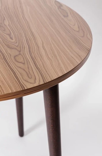 Кухонный раздвижной круглый стол Шпон Ореха д. 90 см МДФ светлый орех в Кушве - изображение 1