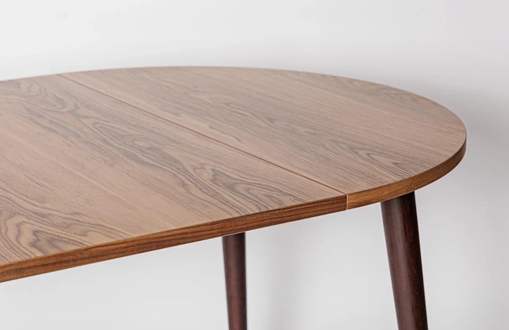 Кухонный стол круглый Шпон Ореха д. 100 см МДФ ножки вишня в Артемовском - изображение 17