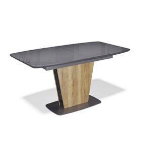 Обеденный раздвижной стол AT1400 (черный/стекло темно-серый глянец) в Кушве