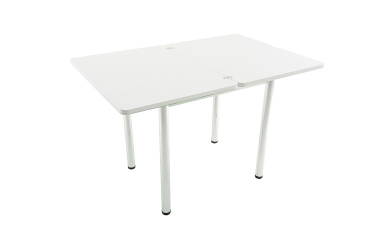 Кухонный раскладной стол Бари дерево №8 (стекло белое/белый) в Первоуральске - изображение 3