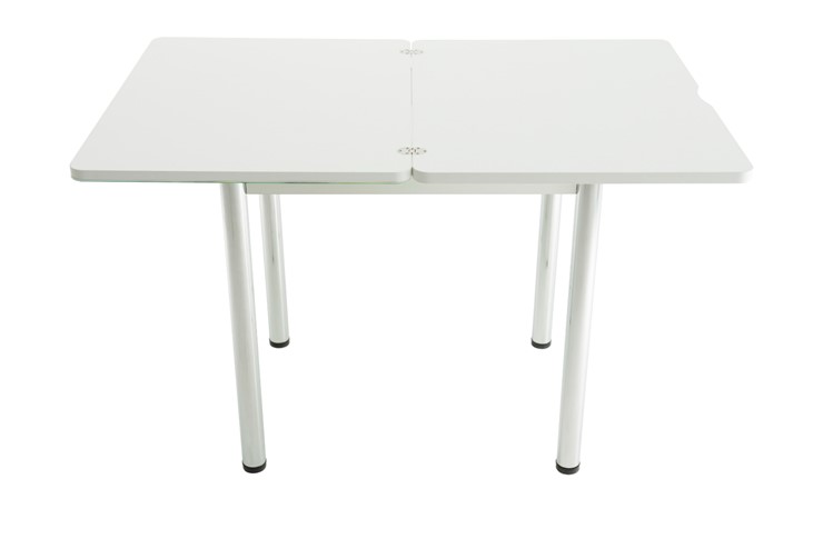 Кухонный раскладной стол Бари дерево №8 (стекло белое/белый) в Ревде - изображение 4