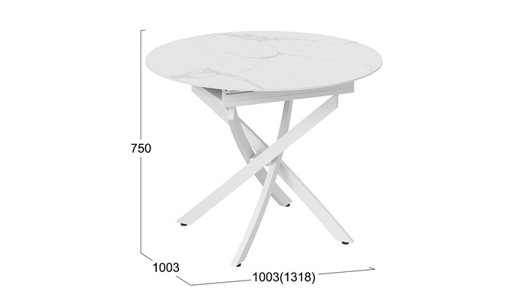 Обеденный раздвижной стол Бергамо Тип 1 (Белый муар/Стекло матовое белый мрамор) в Ревде - изображение 11