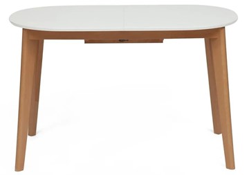 Кухонный стол раскладной BOSCO (Боско) бук/мдф 120+30x80x75 Белый/Натуральный Бук арт.11257 в Ирбите