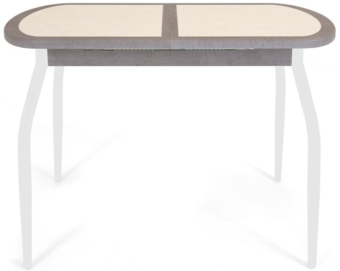 Кухонный раздвижной стол Будапешт-2 ПЛ (ноги белые, плитка бежевая/серый камень) в Полевском - изображение 1