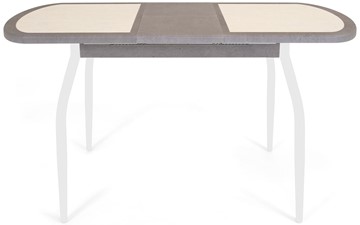 Кухонный раздвижной стол Будапешт-2 ПЛ (ноги белые, плитка бежевая/серый камень) в Полевском - предосмотр 3