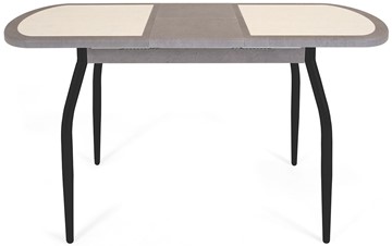 Кухонный раздвижной стол Будапешт-2 ПЛ (ноги черные, плитка бежевая/серый камень) в Ревде - предосмотр 4