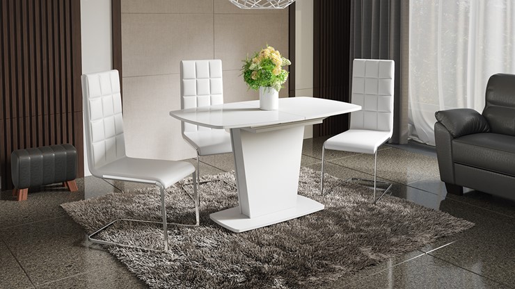 Кухонный стол раздвижной Честер тип 2, цвет Белый/Стекло белый глянец в Артемовском - изображение 2