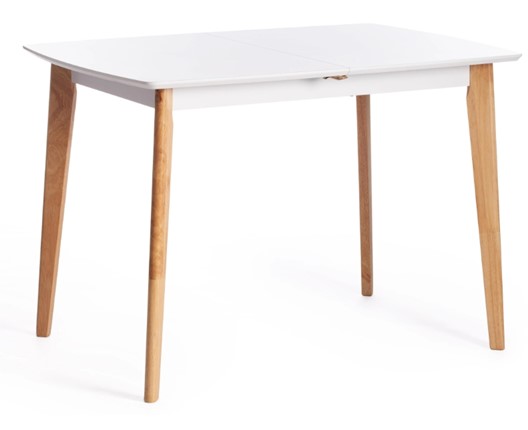 Обеденный раздвижной стол Claire, дерево гевея/МДФ, 110+30x75x75 Белый/натуральный арт.15111 в Артемовском - изображение