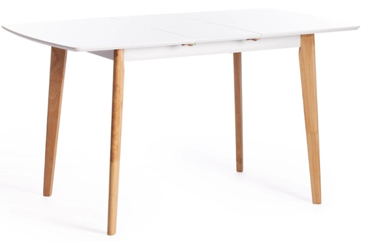 Обеденный раздвижной стол Claire, дерево гевея/МДФ, 110+30x75x75 Белый/натуральный арт.15111 в Артемовском - изображение 6