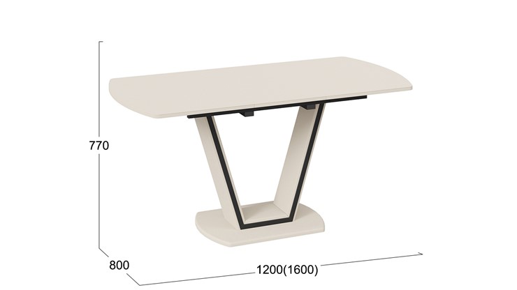 Кухонный стол раскладной Дели Тип 2 (Бежевый софт, Стекло матовое бежевое) в Новоуральске - изображение 2
