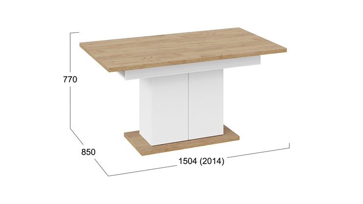 Кухонный раскладной стол Детройт тип 1 (Белый/Дуб Крафт золотой) в Кушве - изображение 7