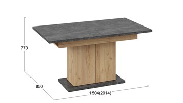 Кухонный стол раздвижной Детройт тип 1 (Дуб Крафт золотой/Ателье) в Ирбите - предосмотр 4