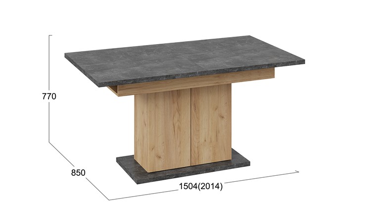 Кухонный стол раздвижной Детройт тип 1 (Дуб Крафт золотой/Ателье) в Артемовском - изображение 4