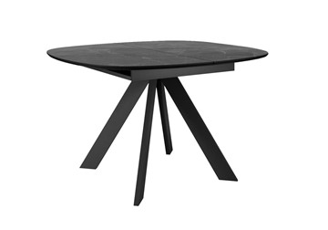 Обеденный раздвижной стол DikLine BK100 Керамика Черный мрамор/подстолье черное/опоры черные в Кушве