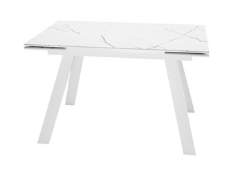 Обеденный раздвижной стол DikLine DKL140 Керамика Белый мрамор/опоры белые (2 уп.) в Кушве