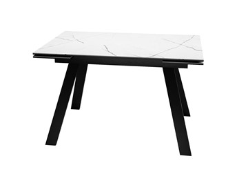 Кухонный стол раскладной DikLine DKL140 Керамика Белый мрамор/опоры черные (2 уп.) в Кушве